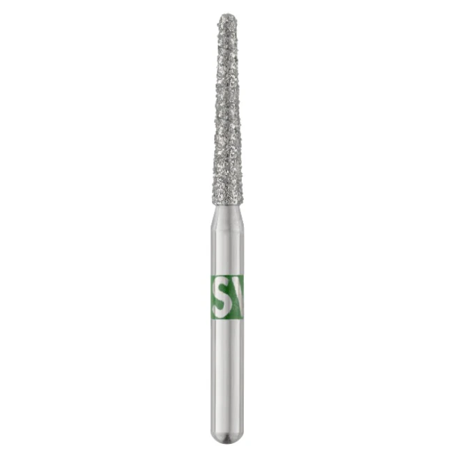 Piranha Diamond Single-Use Burs, FG, Round End Taper Long, #856L-016, 1.6 mm, Coarse, Green, 25/Pk, 856L-016C