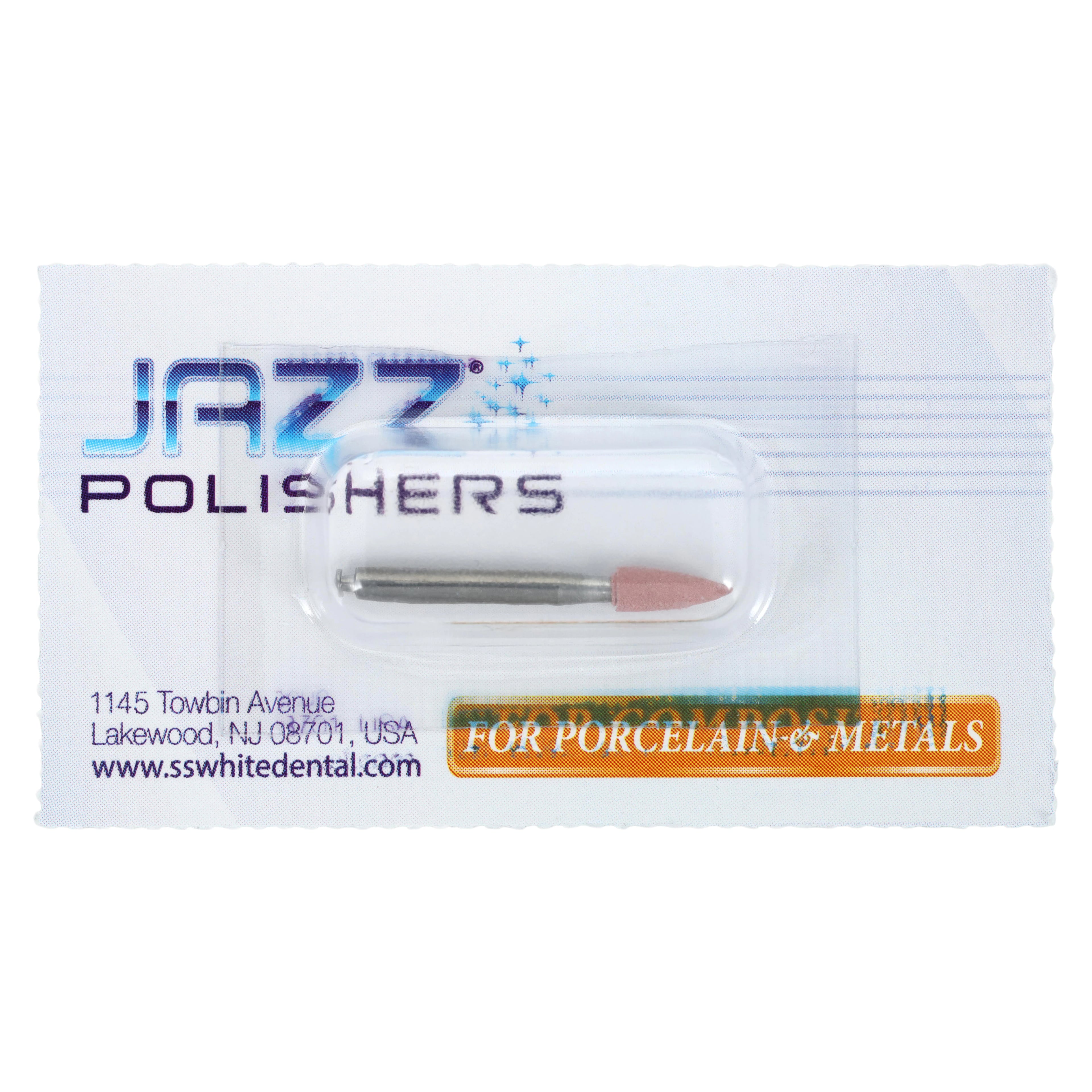 SS White Jazz P3S Porcelain & Metal 3-Step Polisher, Medium, Small Flame, Right Angle, 3/Pack, 89011
