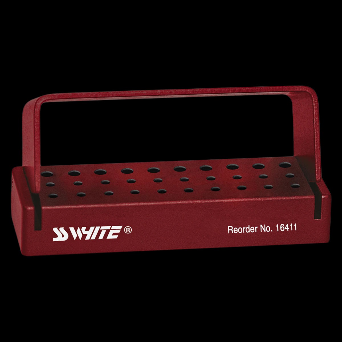 SS White Universal Bur Block, Bordeaux/Red, Autoclavable Aluminum, 30-Hole (20 FG & 10 RA), 1/Pk, 16411