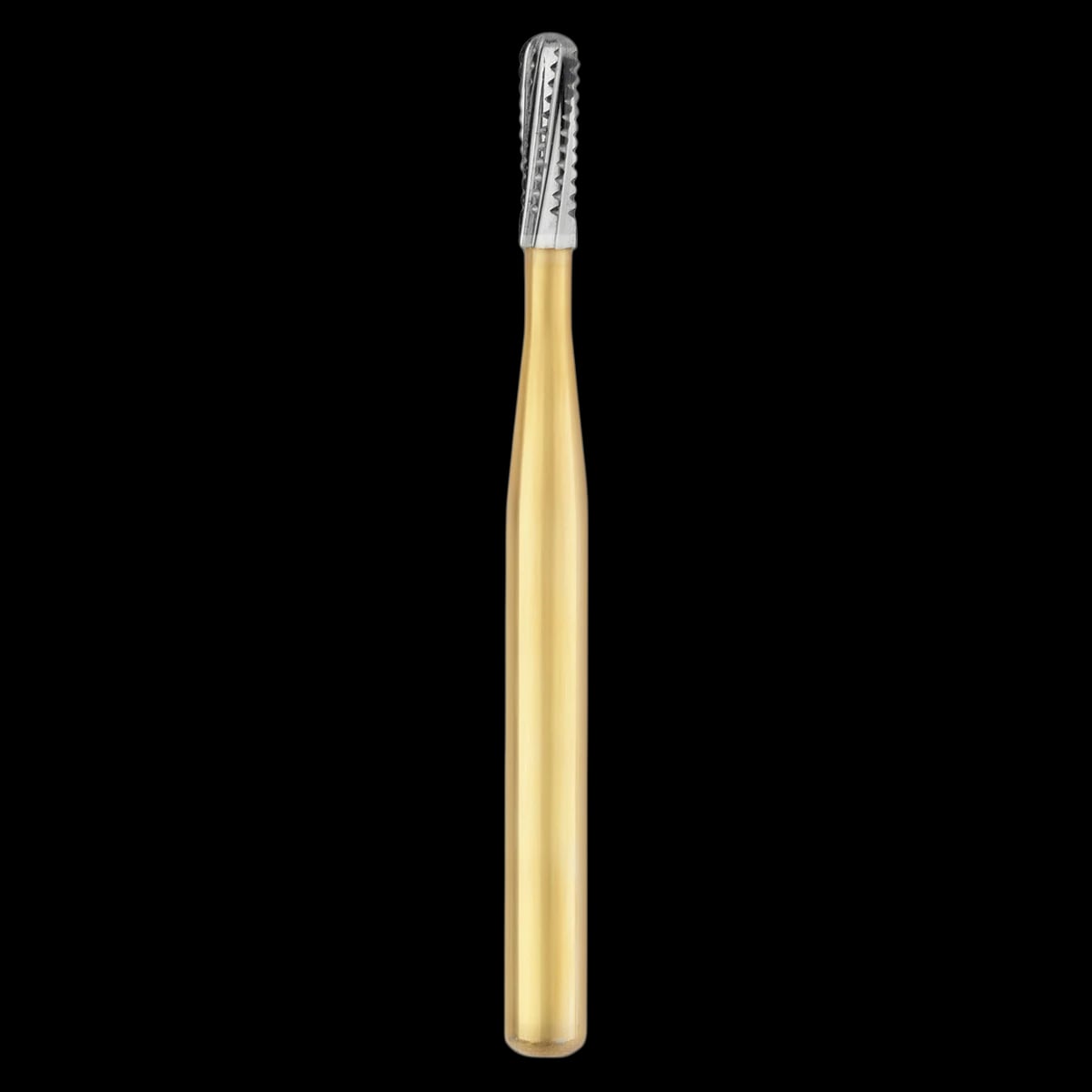 SS White Great White Gold Series Carbide Bur #2 (GW2), Sterile, Straight Fissure, Multi-Use, Friction Grip, Roll of 25