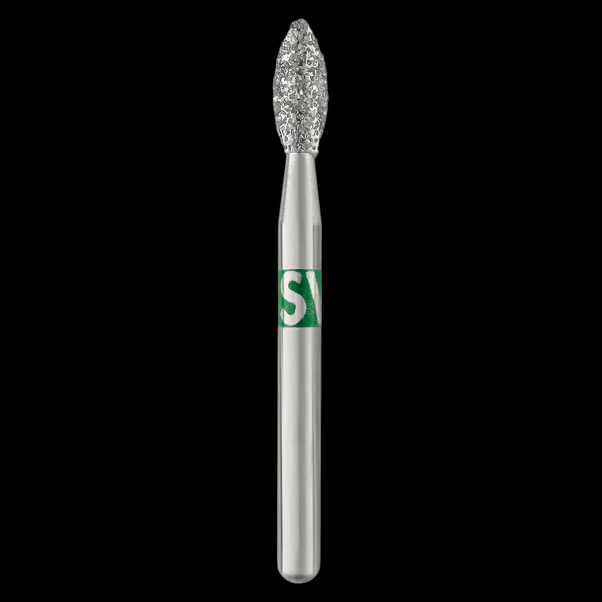 Piranha Diamond Single-Use Burs, FG, Pointed Football, # 368-021, 2.1 mm, Coarse, Green, 25/Pk, 368-021C