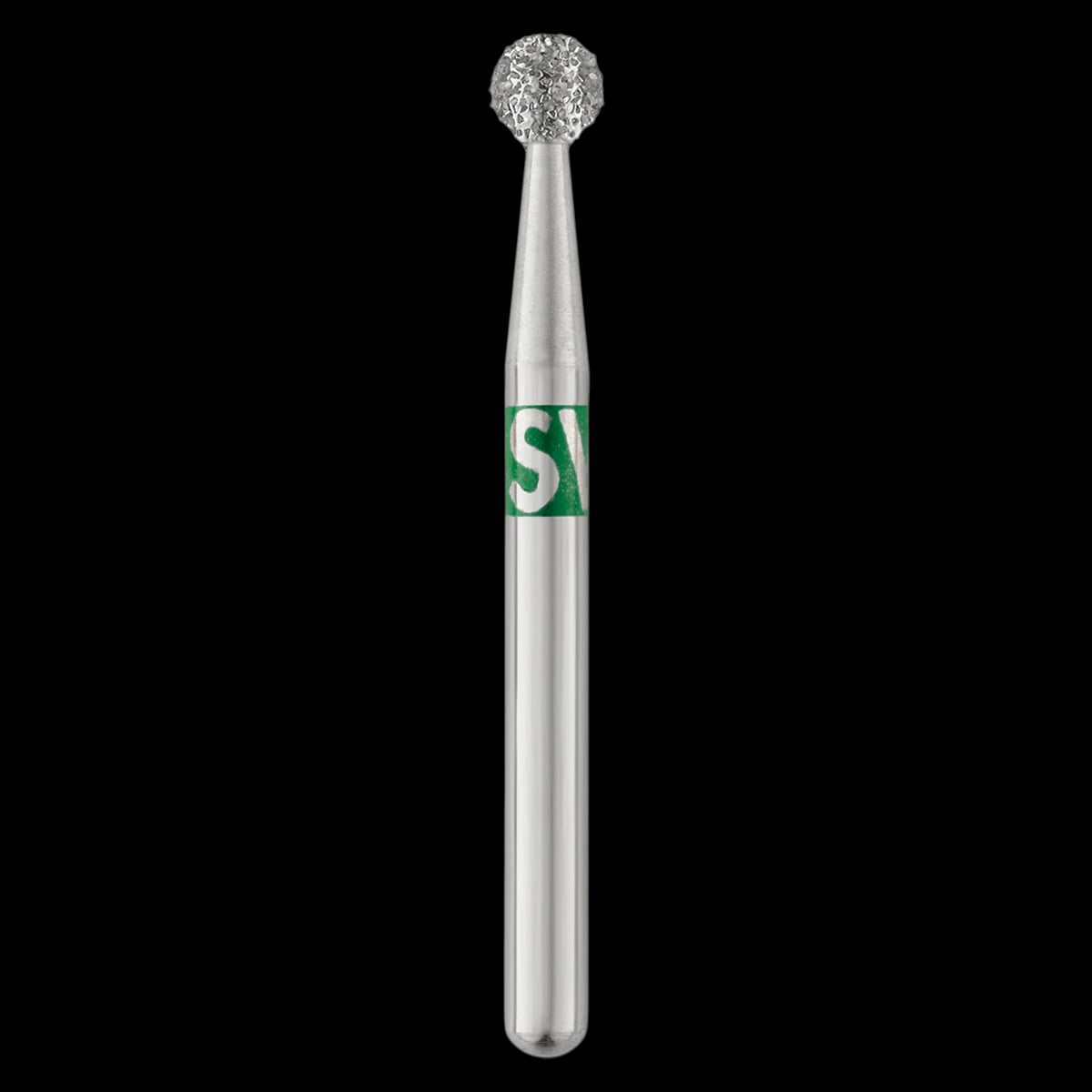 Piranha Diamond Single-Use Burs, FG, Round, #801-021C, 2.1 mm, Coarse, Green, 25/Pk