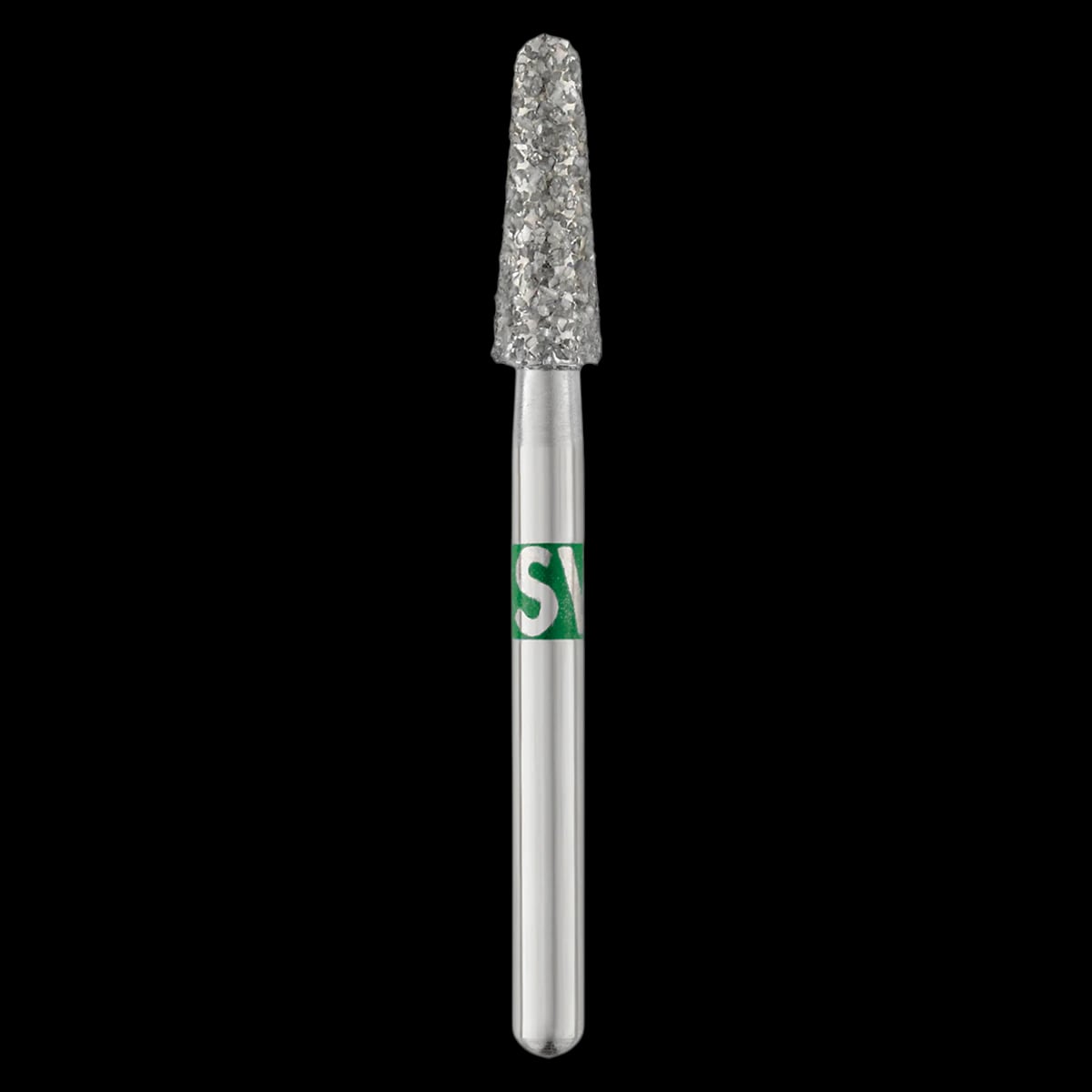 Piranha Diamond Single-Use Burs, FG, Round End Taper, #855-025C, 2.5 mm, Coarse, Green, 25/Pk