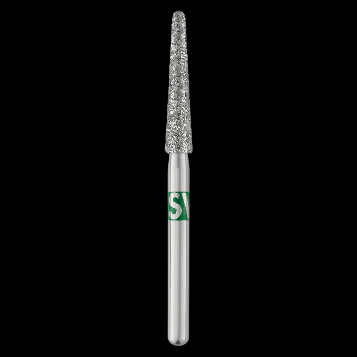Piranha Diamond Single-Use Burs, FG, Round End Taper, #850-021C, 2.1 mm, Coarse, Green, 25/Pk