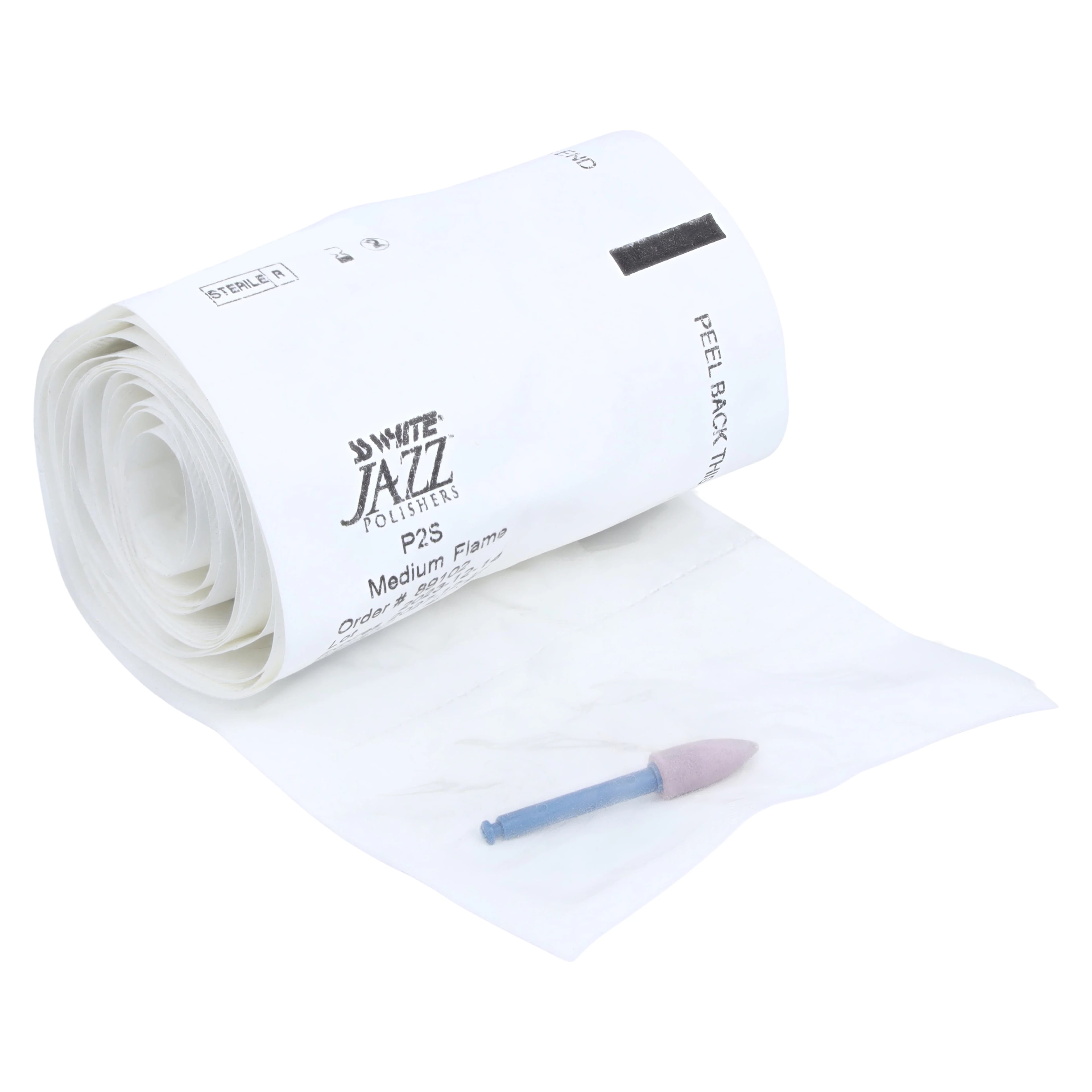 SS White Jazz Polisher P2S, Medium Flame, Sterile, Single-Use, RA Latch-Type, 25/Roll