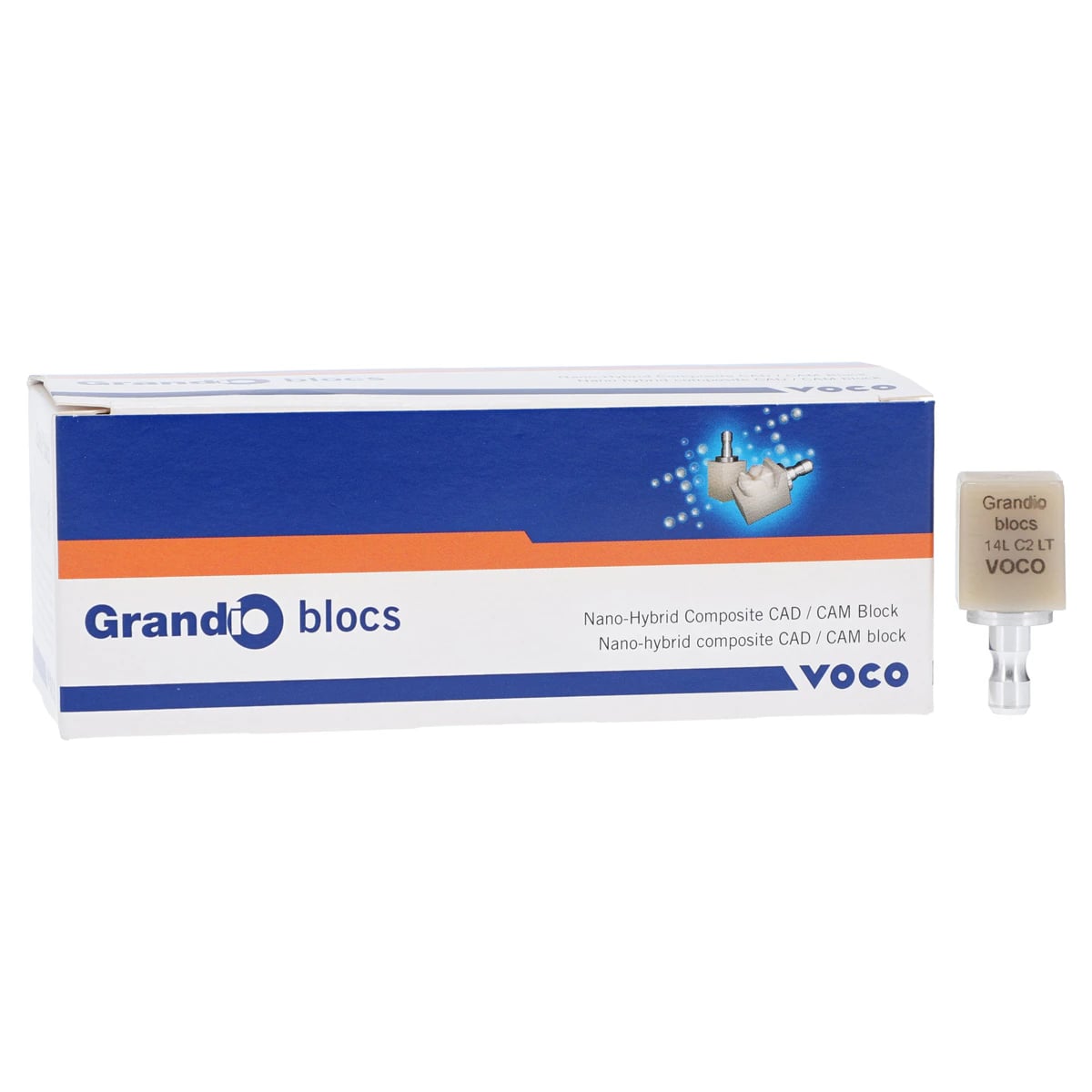 Grandio Blocs Universal Nano-Ceramic Hybrid CAD/CAM Milling Blocks, Low Translucency, Size 14L, Shade C2, 5/Pkg