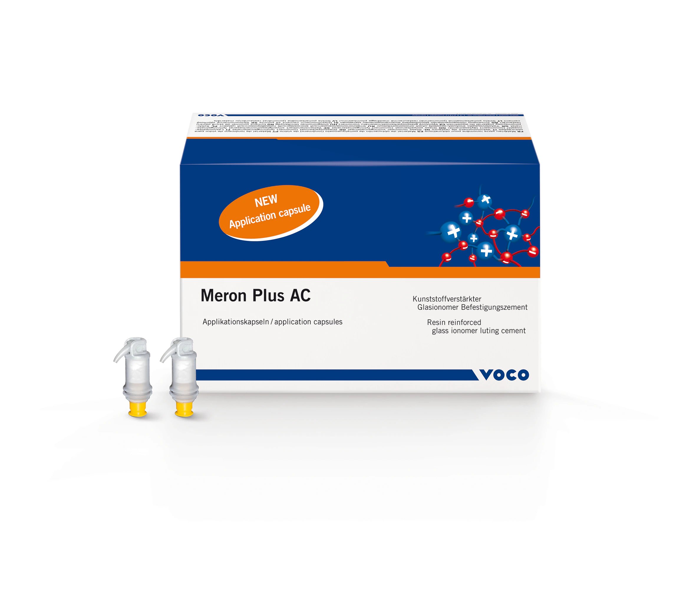 VOCO Meron Plus AC Resin-Modified Glass Ionomer Luting Cement, Direct-Activation Application Capsules, White, 50/Pkg