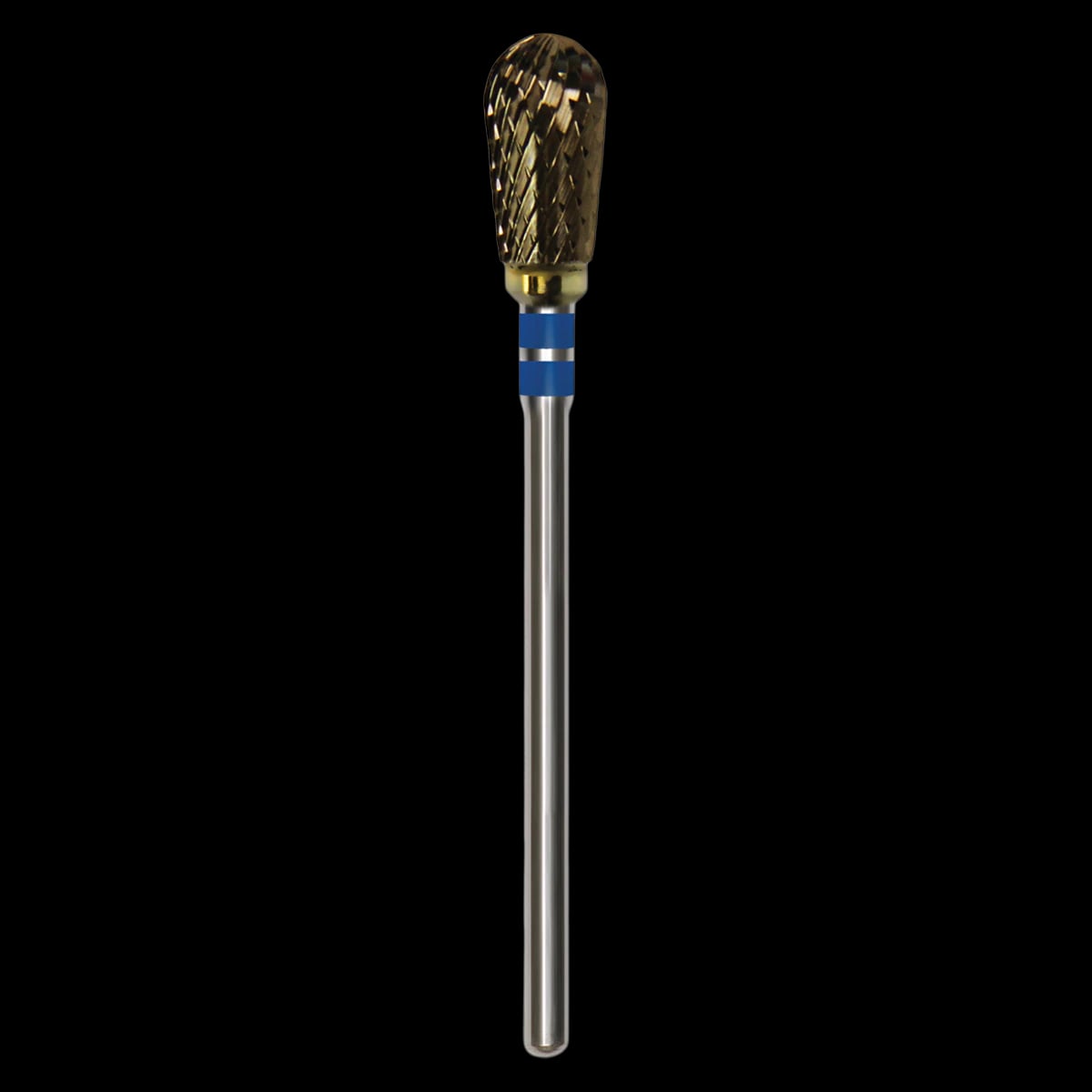 Great White Lab Series Carbide Bur, E Series, ISO 237, Cross Cut, HP Shank, 6.0mm Head Diameter, 11.0mm Head Length, Blue/Blue Color Band, GW77-060E-4