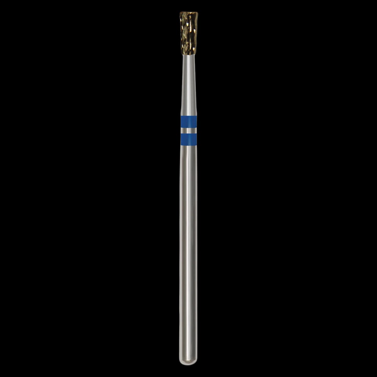 Great White Lab Series Carbide Bur, E Series, ISO 225, Inverted Cone, Cross Cut, HP Shank, 2.3mm Head Diameter, 5.5mm Head Length, Blue/Blue Band, GW137-023E-4