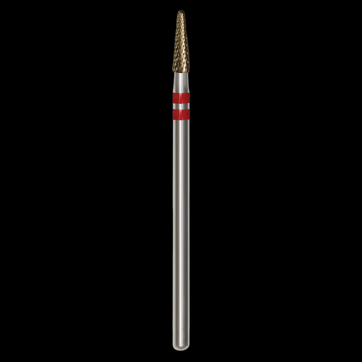 Great White® Lab Series Carbide Bur, EF Series, ISO 198, Cross Cut, Head Diameter 023, HP Shank, Red/Red Band, GW138-023