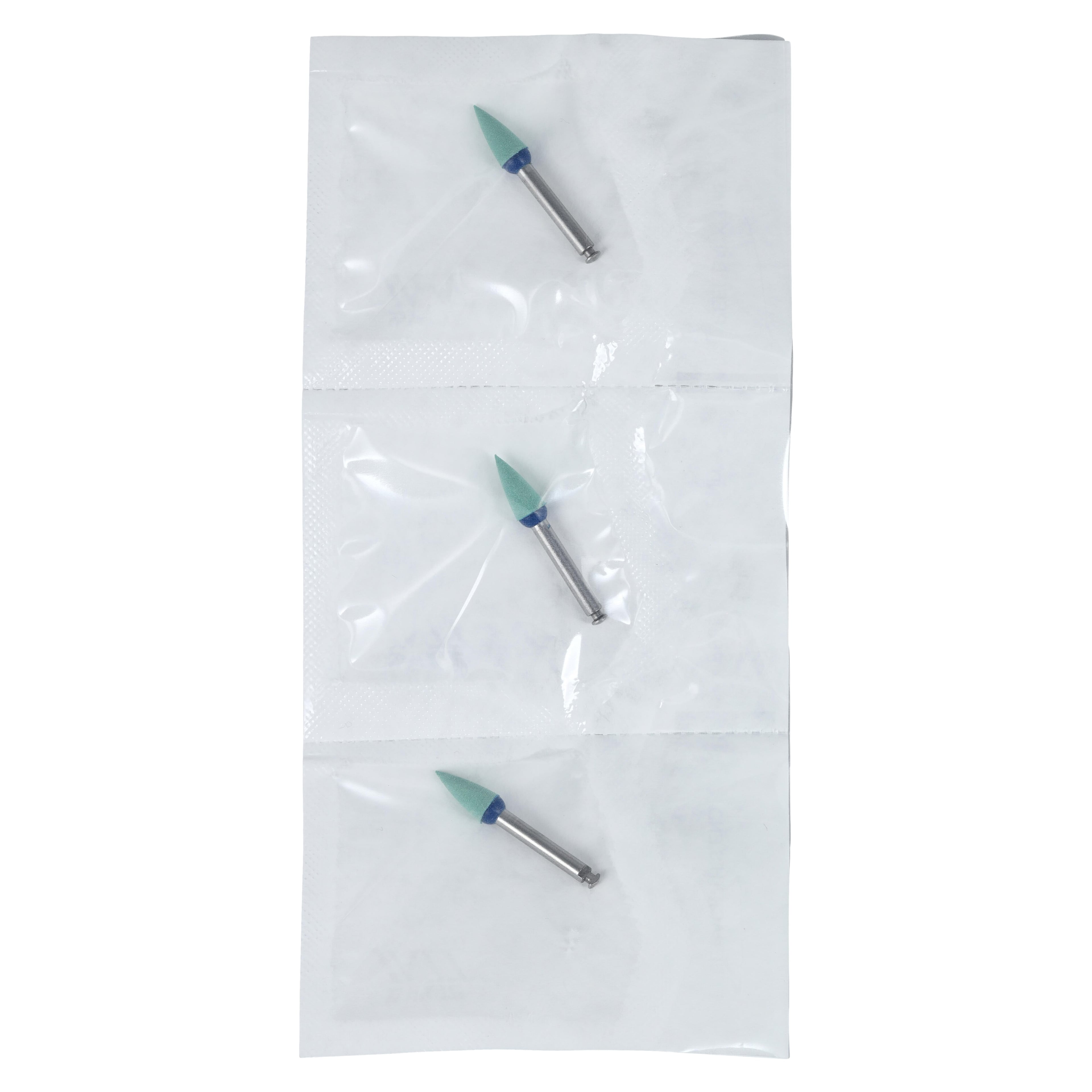 Jazz ZA2S Zirconia-Alumina 2-Step Universal Polishing System, Sterile, Medium Grit, RA Shank, Flame Shape, 3/Pkg, 89112-S3