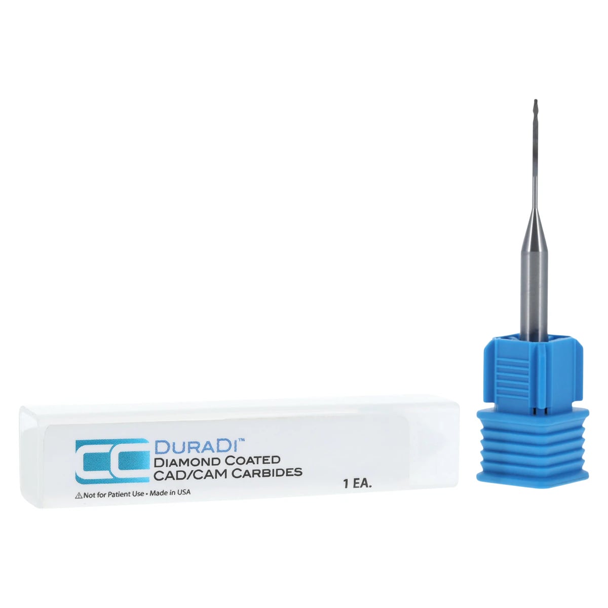 DuraDi Diamond Coated Ball CAD/CAM Carbide, Roland End Mill, 1mm, 2 Flute, 1/Pk, SSWROL-104050-20-02
