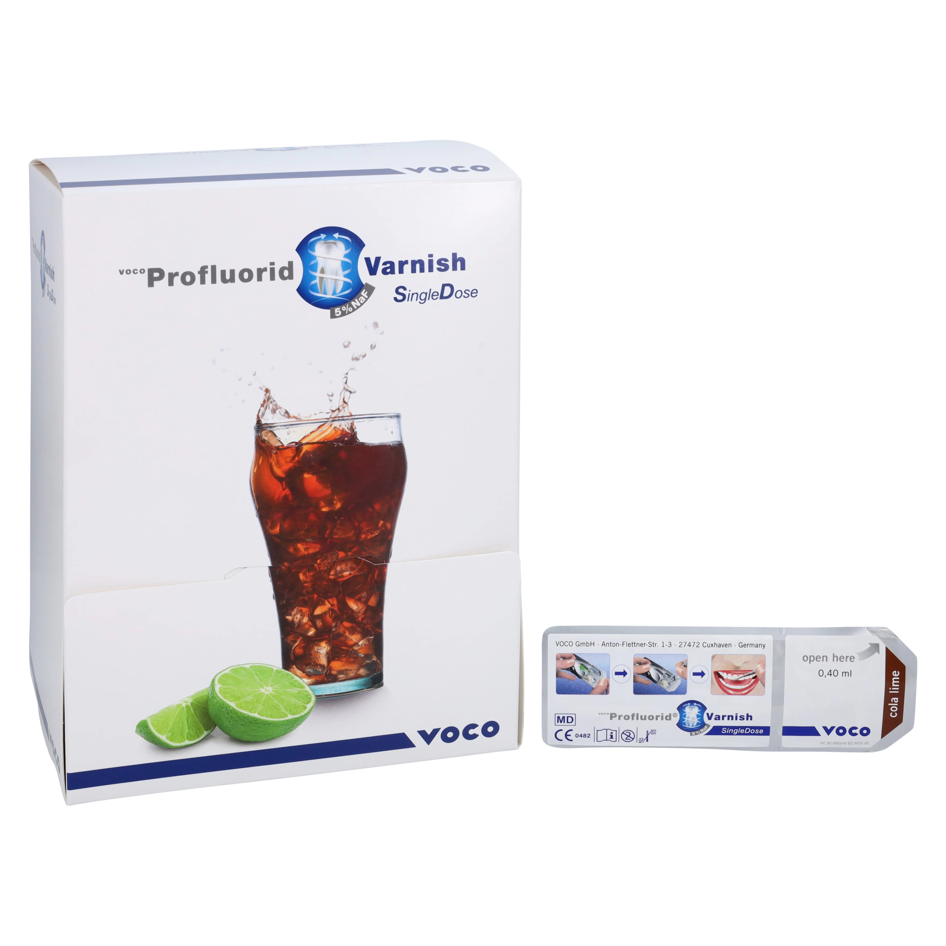 VOCO Profluorid 5% Sodium Fluoride Varnish, Single Dose, 0.4 mL, Cola-Lime, 200/Pk