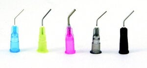 Quala Pre-Bent Dispensing Tips, 18 Gauge, Pink, Box of 100