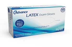 Advance Latex Exam Gloves, Powder Free, Extra Small, Box/100