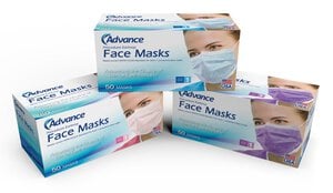 Advance Premium Earloop Face Mask, Pink, ASTM Level 1, 50/Box