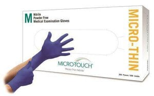 Micro-Touch Micro-Thin Nitrile Exam Gloves, Powder-Free, Medium, Blue, 300/Box