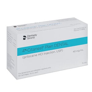 Citanest Plain 4% Prilocaine HCl Injection, USP, 1.7 mL Cartridges, Box of 50, Without Vasoconstrictor