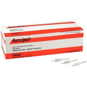 Accuject Disposable Dental Needles, 25 Gauge Short, Sterile, Box of 100