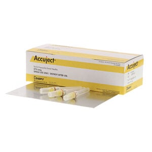 Accuject Disposable Dental Needles, 27 Gauge, Long, Sterile, Box of 100