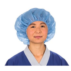 Cardinal Health Soft Fit Bouffant Caps, Blue, Large, 75 per Pack