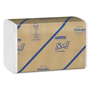 Scott C-Fold Paper Towels, 1-Ply, 10.1" x 13.15", 200 Sheets/Pkg, 12 Pkgs/Case (2400 Total)