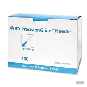PrecisionGlide 25G x 5/8" Luer Lock Needles, 100/Box