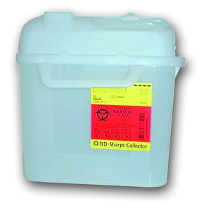 BD Sharps Container, 5.4 Qt, Pearl, Side Entry, Counter Balanced Doors, 10.75" x 10.75" x 4"