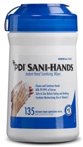Sani-Hands® Instant Hand Sanitizing Wipes, 5" x 8", 135/Canister, PDI