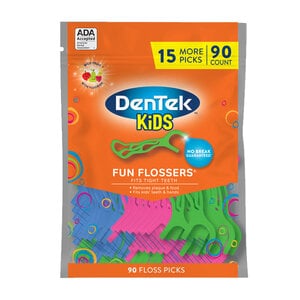 Dentek Kids Fun Flossers, 90 Count Bag, Case of 36 Bags