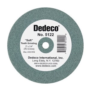 Dedeco Traditional Lathe Wheel, Green Soft, 3" x 1/4", Porcelain Grinding, 1/Pk, 5122
