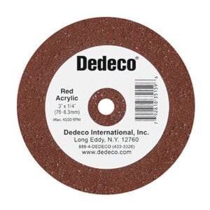 Dedeco Red Acrylic Lathe Wheel, 3" x 3/8", 1/Pk, 5160