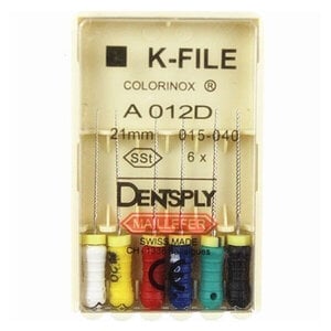 Dentsply Maillefer K-Files #15, 21mm, Stainless Steel, Pack of 6, #671102