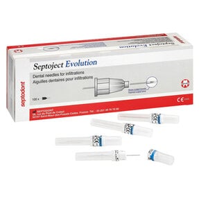 Septodont Septoject Evolution Dental Needle, 30 Gauge Short (25mm), Blue Hub, 100/Bx