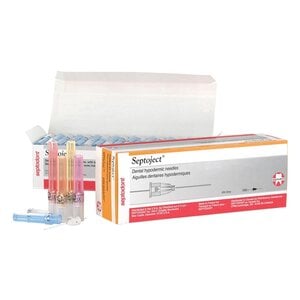 Septodont Septoject Dental Hypodermic Needle, 27 Gauge Short, Orange Plastic Hub, 100/Bx