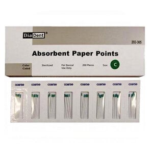 DiaDent Absorbent Paper Points, Coarse (Green), Non-Marked, .02 Taper, Cell Pack of 200, 202-305