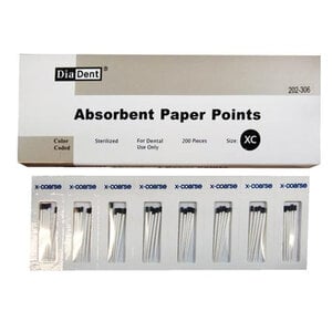 DiaDent Absorbent Paper Points, X-Coarse, Non-Marked, .02 Taper, Cell Pack of 200, 202-306