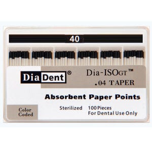 Diadent Dia-ISO GT Absorbent Paper Points, .04 Taper, Size #40, Pack of 100