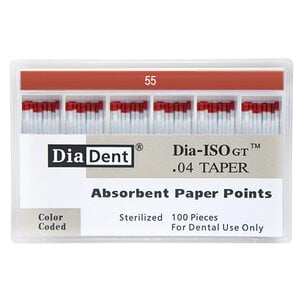 Diadent Dia-ISO GT Absorbent Paper Points, .04 Taper, ISO Size #55, Box of 100