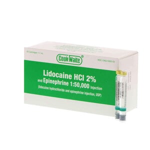 Lidocaine HCl 2% with Epinephrine 1:50,000 Injection, 1.7 mL Cartridges, Pack of 50
