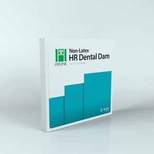 Hygenic HR Non-Latex Dental Dam, 5" x 5", Teal, Medium Gauge, Box of 15