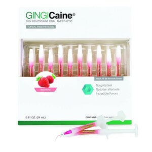 Gingicaine Topical Anesthetic Gel Syringe, 1.2 mL, Pack of 20 with 40 Dispensing Tips