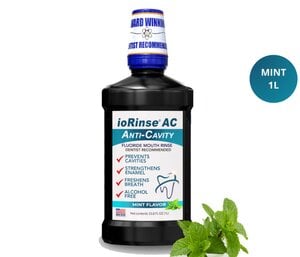 ioRinse AC RTU Oral Rinse with Fluoride, Alcohol-Free, Soft Mint, 1 Liter Bottle, Case of 12