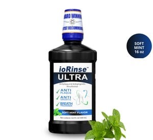 ioRinse Ultra Oral Rinse, Soft Mint, 16 oz Bottle, 24/Case
