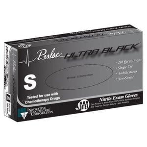 Pulse Ultra Black Nitrile Examination Gloves, Powder Free, Non-Sterile, Small, 200/Box