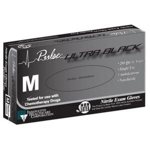 Pulse Ultra Black Nitrile Examination Gloves, Powder Free, Non-Sterile, Medium, 200/Box