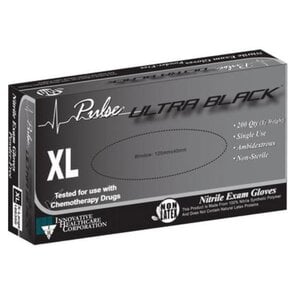 Pulse Ultra Black Nitrile Examination Gloves, Powder-Free, Non-Sterile, X-Large, 200/Box