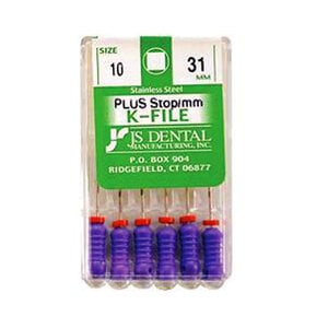 JS Dental K-File Plus with Stops and mm Markings, 31mm, Size #10