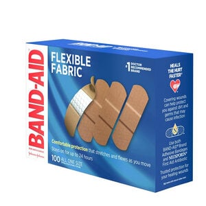Band-Aid Flexible Fabric Strip, 1" x 3", 100/Box, 4444