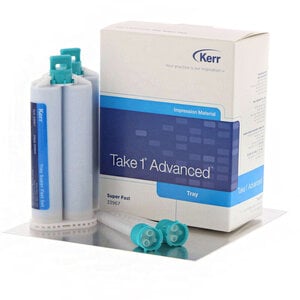 Kerr Take 1 Advanced VPS Impression Material, Tray Heavy Body, Super Fast Set, Dark Blue, 2 x 50 ml Cartridges with 6 Mixing Tips, Refill, #33967